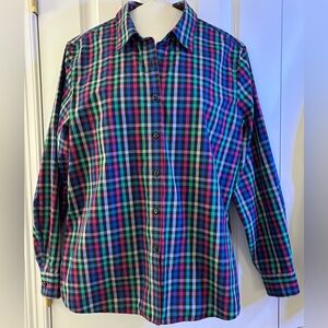 Orvis Button Down Shirt Sz 16 Women's Multicolor Plaid, EUC “Carefree”
